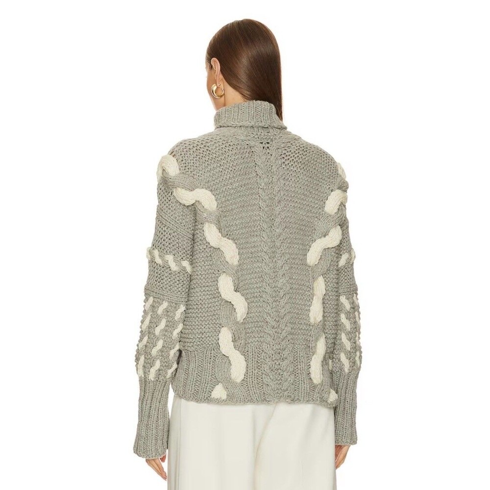 The Knotty Ones Barbora Turtleneck Sweater Womens M Dove Grey Wool Handmade $528 - Picture 3 of 8